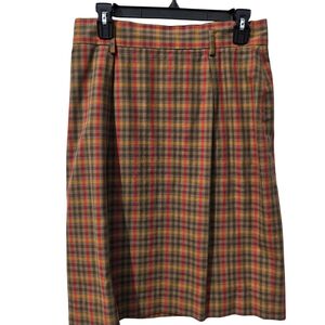 Jones New York Fall Plaid A Line Skirt Size 12 100% Cotton Academia Preppy
